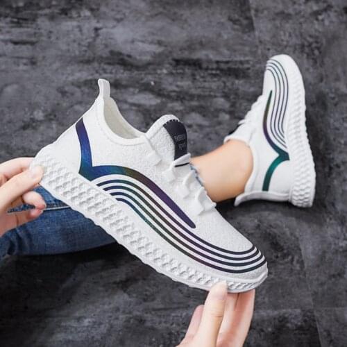 Women Vulcanized Shoes Casual Female Ladies Flats Sneakers Shoes Tenis Feminino Canvas Stretch Fabric Platform Lace Up Off White