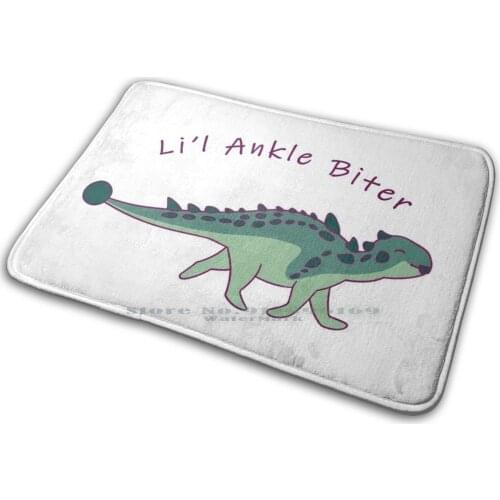 Li'l Ankle Biter Mat Rug Carpet Anti-Slip Bedroom Entrance Door Mat Dinosaur Dinosaurs Ankylosaurus Cartoon Baby Paleontology