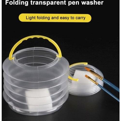 Multi-Purpose Compact Portable Pen Washing Bucket Folding Plastic Transparent Pen Washing Bucket JDH88