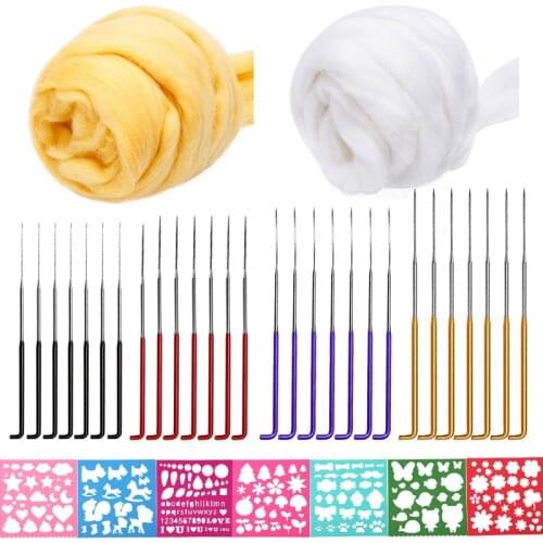KAOBUY 37Pcs DIY Wool Felt Kit Handle Wool Felting Tools Handmade Felt Needle Set Materials Felt Needle For Beginners