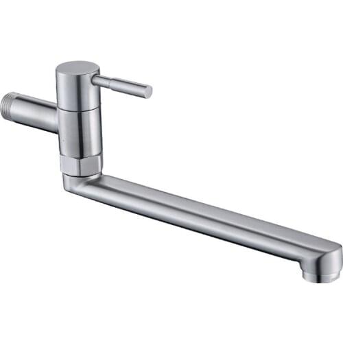Stainless Steel Lengthen Kitchen Faucet Wall Mounted Single Handle Cold Water Tap G1/2 Kitchen Dish Basin Laundry Mop Pool Tap