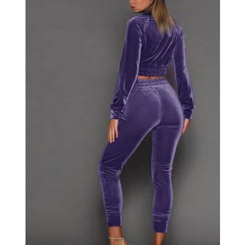 New Womens set spring sportswear suit Suede Long Sleeve Sweater Two-piece Casual Sportswear Set 2021 fashion