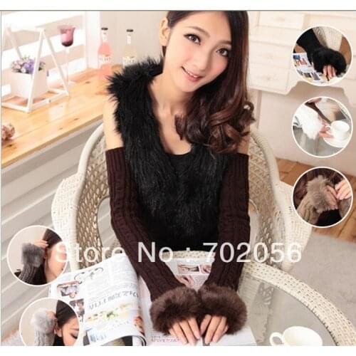 NEW ARRIVAL winter Knitted Fingerless long Gloves Arm Warmers 23pairs/lot mixed colors #3430