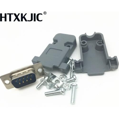 4Set RS232 serial port connector DB9 female socket Plug connector 9 Pin copper RS232 COM adapter with Plastic Case DIY