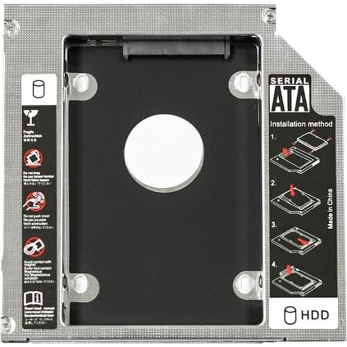 SATA 2ND Enclosure Hard Drive Case caddy Tray Laptop DVD-ROM Optical Bay Drive Slot for SSD HDD Aero Aluminum Alloy 12.7mm