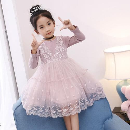 Girl mesh lace Princess dresses 2020 New Spring summer new baby children kids casual stitching birthday party embroidery dresses