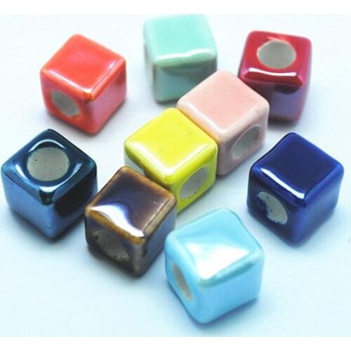 Socharming 30pcs/lot Spacer Beads Ceramic Beads Porcelain Stone Square Shape for Jewelry Designs Size 12x12mm