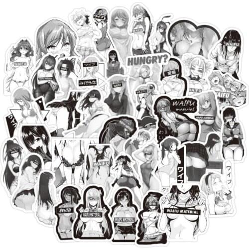 10/30/50PCS Black And White Anime Hentai Sexy Bunny girl Waifu Decal Stickers Suitcase Laptop Car Truck Waterproof Car Sticker