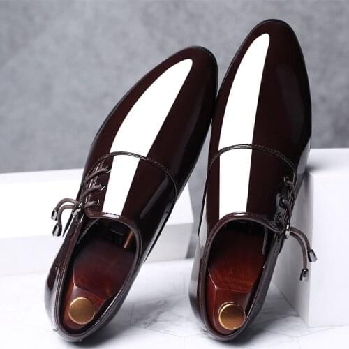 IMOSOIKO New Mens Formal Shoes Luxury Leather Shoes Groom Wedding Shoes Oxford Shoes, Shiny Mens Casual Shoes Plus Size 38-48