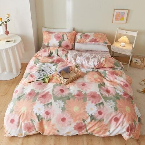 High Quality 100% Cotton Floral Princess Bedding Set Single Double Duvet Cover Set Bed Fitted Sheet Set Pillowcases Bedclothes