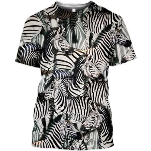 Zebra print T-shirt female 3D lion print T-shirt tiger T-shirt casual summer Harajuku streetwear