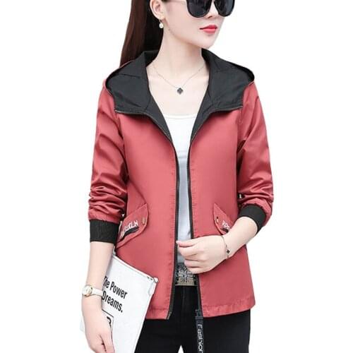Womens Jackets 2020 Autumn Causal Hooded Coat Windbreaker Famale Basic Jackets Coats Sweater Zipper Lightweight Jackets E19