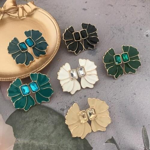 Oil Painting More Colors Alloy Party Earrings Square Stones Lovely Delicate Symmetry Female