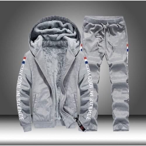 Winter Sportswear men hoodies sweatshirt + pant Tracksuits hooded jackets coat man hoodi warm plus thick fleece hoodies