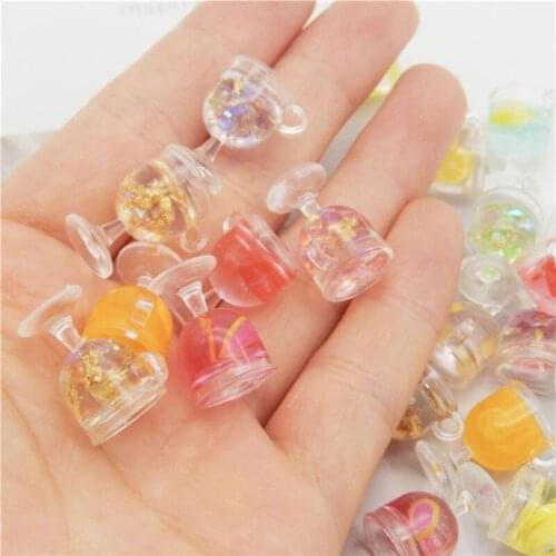 10Pcs Resin Wine Glass Juice Charms For Necklace Pendnat Cute Cup Charms For Summer Earrings DIY Food&Beverages Handmade 12*18mm