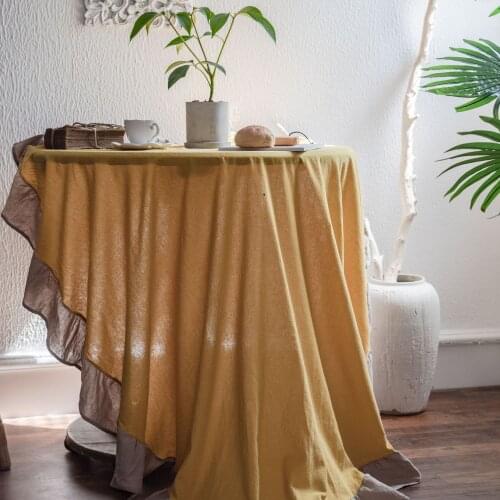 100% Cotton Round Table Cloths Cover Japanese Lotus Leaf Wedding Party Plain Tablecloth for Coffee Tea Table Home Kitchen Decor