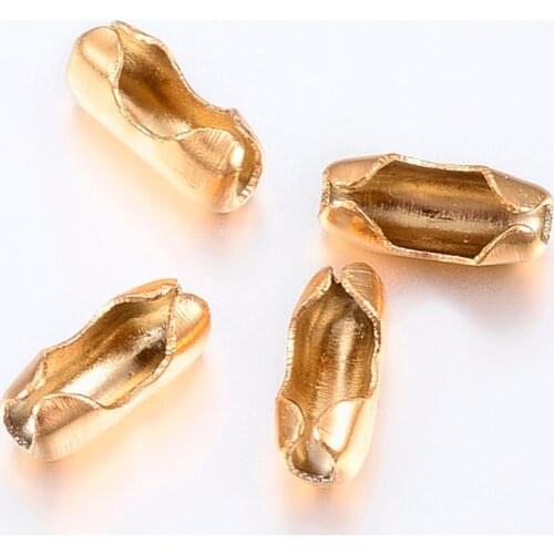 100pcs 304 Stainless Steel Ball Chain Connectors, Golden,Size: about 5.5mm long, 2.5mm wide, hole: 1mm; 1.5mm inner diameter