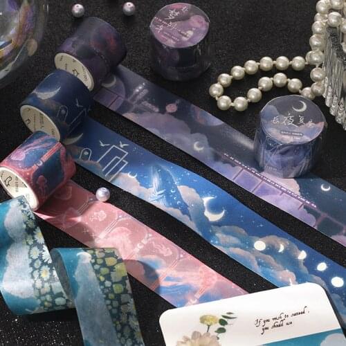 2.5cm wide Dream night sky Washi Tape Moon whale Adhesive Tape DIY Scrapbooking Sticker Label Japanese Masking tape