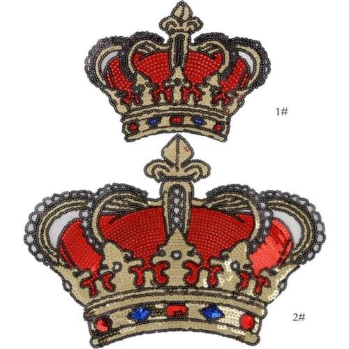 2pcs/lot Cartoon Crown Stickers for Sweaters Coat Jeans Backpack DIY Sewing Garments Accessories Sequined Patch Diy Patches
