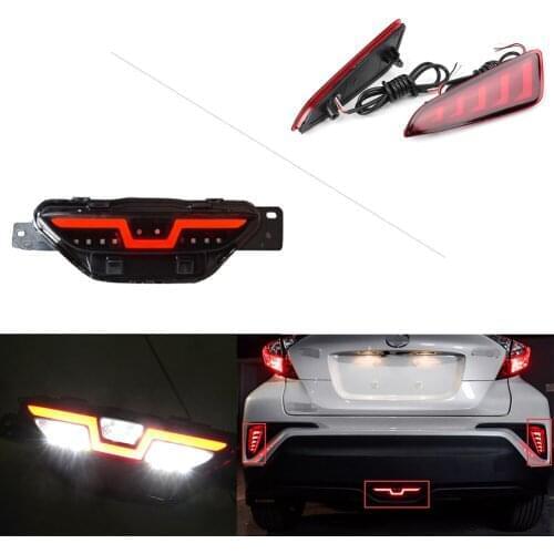 3PCS LED Rear Fog Lights With Tail Bumper Light For Toyota CHR C-HR 2016 2017 2018 Auto Car Accessories