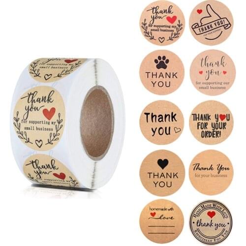 500pcs Vintage Kraft Paper Stickers Scrapbook Gift Stationery Label Stickers Handmade With Love Thank You For The Stickers