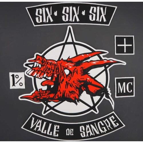 Six.six.six Valle de Sangre Large Embroidery Punk Biker Patches Clothes Stickers Apparel Accessories Badge