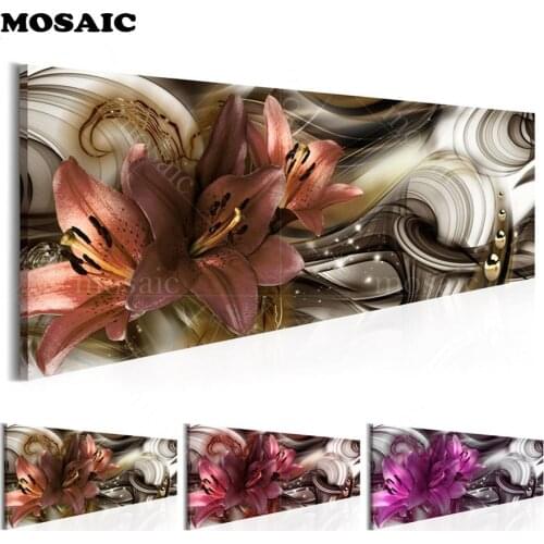 Large diy Diamond Painting Cross Stitch "lily Flowers"5d Full Resin square Diamond Mosaic Embroidery Rhinestones