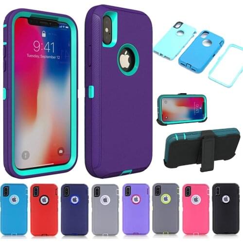 3 in 1 Armor Case for iPhone X XS MAX XR 6 6S 7 8 Plus Holster ShockProof Defend Cover for iPhone 11 12 Pro Max Mini Case
