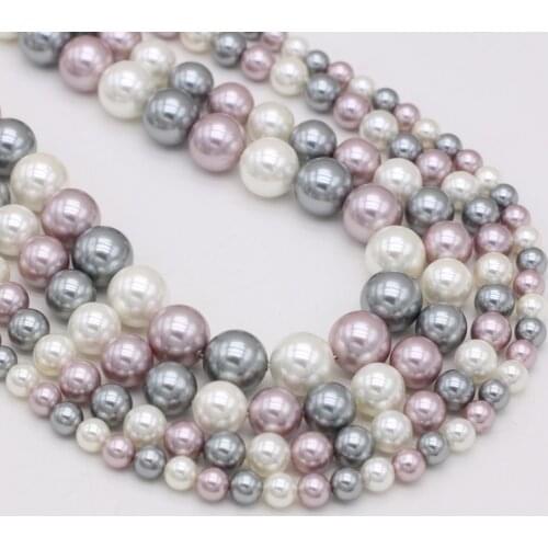 Natural Shell Bead Fritillary Round Mixed Color Beaded Loose Spacer Beads For Jewelry Making DIY Necklace Bracelet Accessory