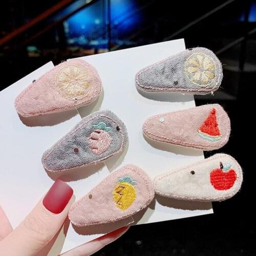 Children Cute Nylon Watermelon Apple Pineapple Ornament Hair Clips Girls Lovely Alloy Barrettes Hairpins Kids Hair Accessories