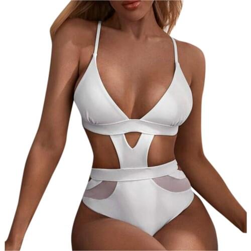 Women Cut Out Push Up Bathsuit Bandage Bathing Suit Maillot De Bain 1 Piece Swimsuit Trikini Swimwear купальники женские 2021