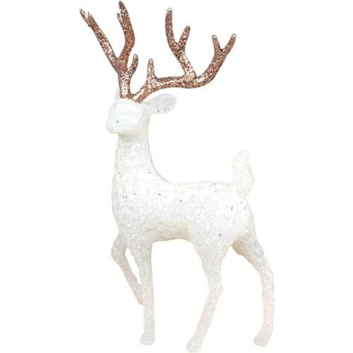 White Crystal Deer Action Figures Cartoon Figure Model Doll Cake Decoration Ornaments Christmas Presents Gifts Toys for Children