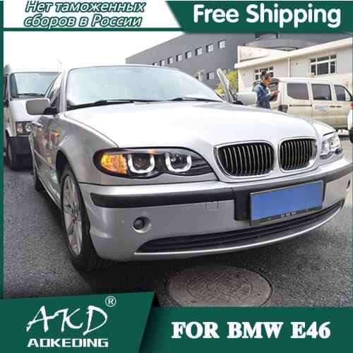 For Car BMW E46 Headlights 2001-2006 DRL Day Running Light LED Bi Xenon Bulb Fog Lights Car Accessory 320i 325i 323i Head Lamp