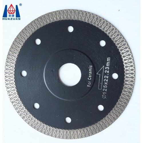 HUAZUAN turbo mesh continuous rim diamond cutting saw blade disc for for ceramic tile porcelain 5 inch 125mm, 5pcs/lot