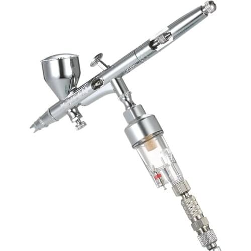 KKmoon T-180K Spray Gun Dual Action Gravity Feed Airbrush Kit with 1.8m Hose 0.2mm/0.3mm/0.5mm Needle Cup Air Brush for Paint
