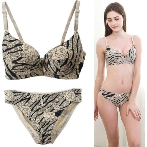 Floral Beige Bra Set Underwear Women Sexy Underwear Women Bra Slim Breathable Popular Bra and Panty Set A B C