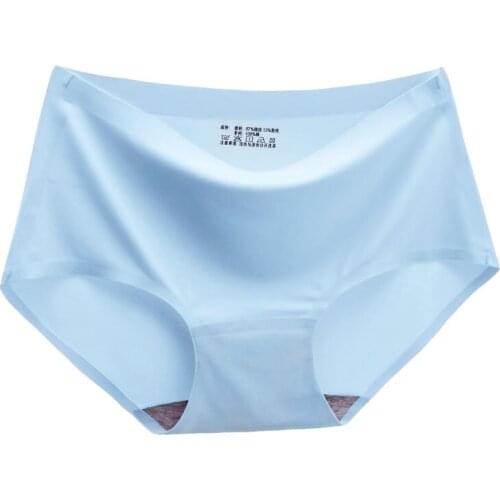 Summer women Smooth Ice Silk briefs Underwear Thin Low Waist Solid lady sexy briefs good quality breathable big size Sexy Panty