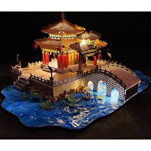 MMZ MODEL 3D Metal Puzzle IRON STAR Yingxun Pavilion of THE OLD SUMMER PALACE Model kits DIY Assemble model Toys for Children