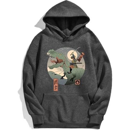 Samurai Dinosaur Streetwear Pullovers Male Trendy Personality Design Hoodie Mens Street Fashion Comfortable Hoodies For Man