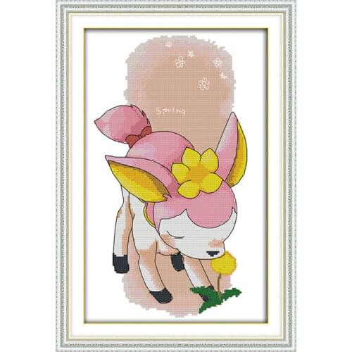 Deer (Autumn) cross stitch kit 4 season animal DIY embroidery set handmade needlework cross-stitching DMC color Dreamfounder