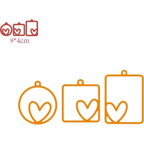 New Metal Cutting Dies 3pcs Heart Tag Set for Scrapbooking Steel Craft Die Cut Embossing Paper Card Album