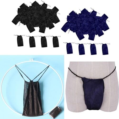 200PCS Women Disposable Underwear Briefs Non-woven Shorts for Sauna Steaming SPA Beauty Salon Hotel Outdoor Use - Blue & Black