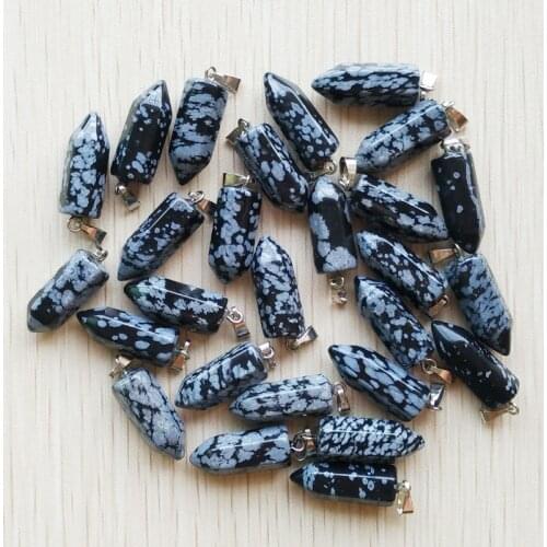 Wholesale 50pcs/lot 2017 fashion good quality black snow stone pillar charms point pendants for jewelry making free shipping