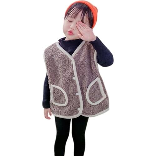 2021 Autumn Winter Kids Vest Sweaters Boys Vests Cotton Kids Clothing Sleeveless Jacket Childrens Lamb Wool Double-sided Vest