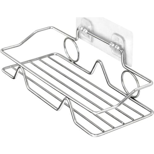 Stainless Steel Bath Shelf Bathroom Adhesive Shower Shelf Wall Mounted Kitchen Storage Organizer Rack Toilet No Drilling