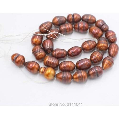 Freshwater pearl brown egg 11-13mm for DIY jewelry making FPPJ wholesale beads nature