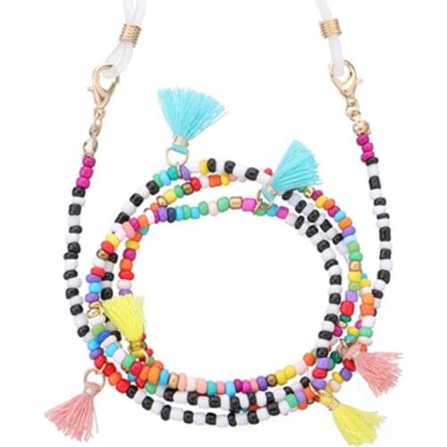 Multi-color Beads Glasses Chain Anti-lost Lanyard Mask Chain Necklace Tassel Hanging Neck Glasses Chain Accessorie Daily Jewelry