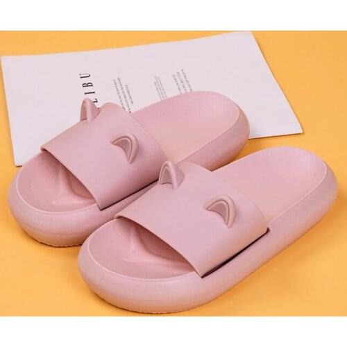 Women Cat Ear Platform Slippers Summer Beach Soft Sole Slide Sandals Leisure Men Ladies Indoor Bathroom Anti-slip Shoes