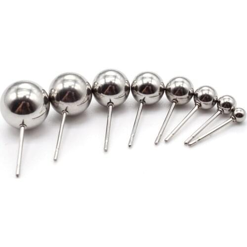 Surgical Stainless Steel Earrings Post Smooth Face Round Ball Punk Ear Tragus Ear Piercing Fake Taper for Women 2 3 4 5 6 7 8mm