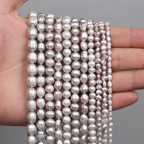 Gray Natural Freshwater Pearl Beaded Punch Loose Spacer Bead for Make Jewelry DIY Bracelet Necklace Accessories 14'' Pearls Bulk